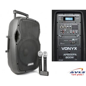 Vonyx AP1500PA Haut-parleur mobile 15 pouces 800W à batterie